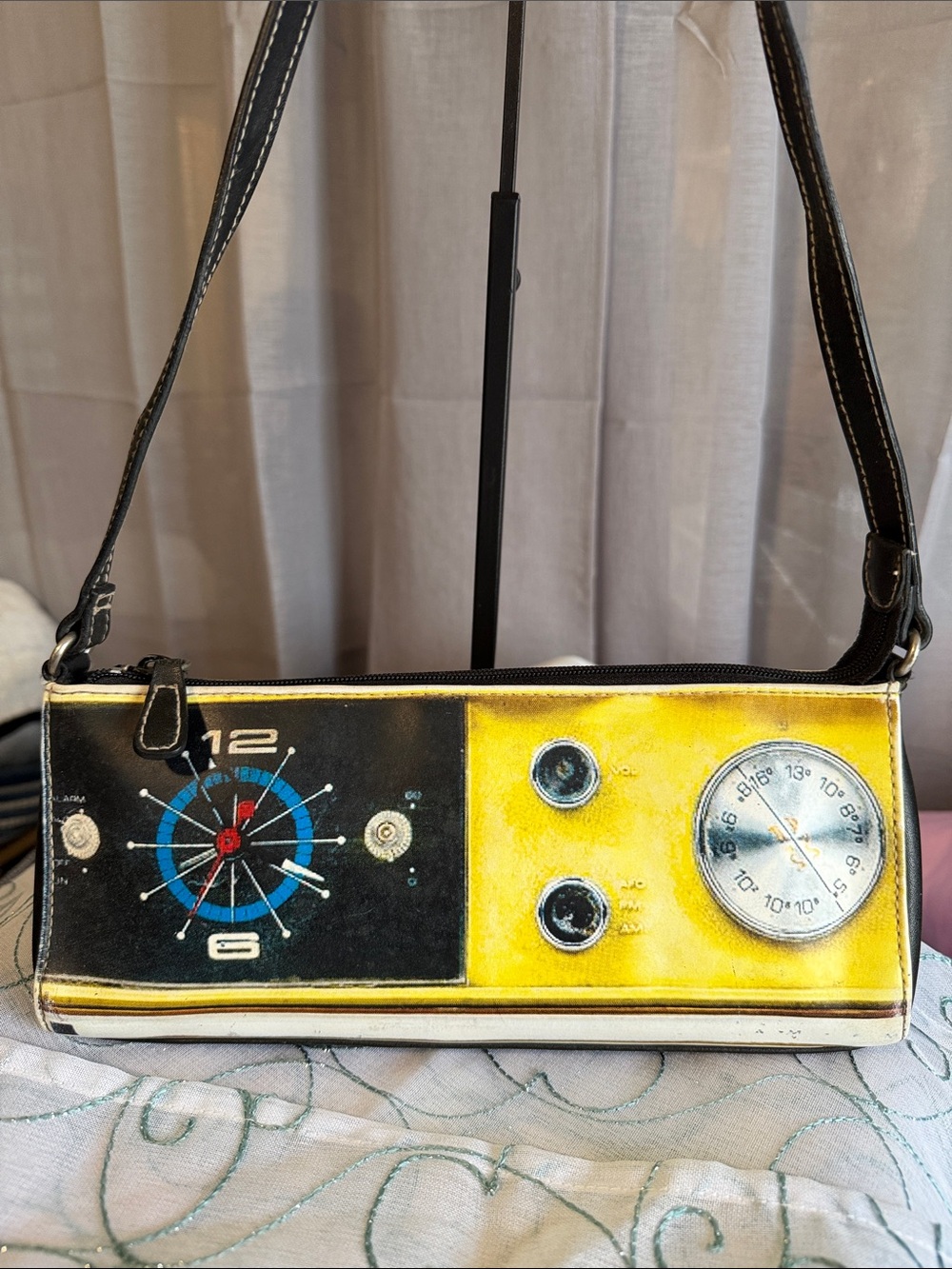 Relic by Fossil Yellow and Black Retro Radio Mini Shoulder Bag